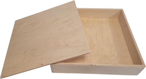 Houten speelbak met deksel (25x25x5 cm)