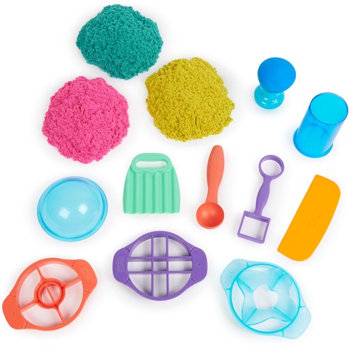 Kinetic Sand - Ultimate Sandisfying-Set Met 907 gram Roze Geel En Blauwgroen Speelzand - Met 10 Vormen En Gereedschappen-3