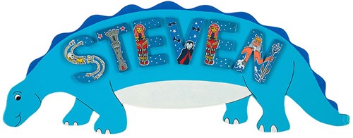 Lanka Kade - Naambord Blauwe Dinosaurus (max. 7 letters)-2
