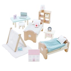 LTV - Wooden Dolls house Child's Bedroom Furn - FSC 100%