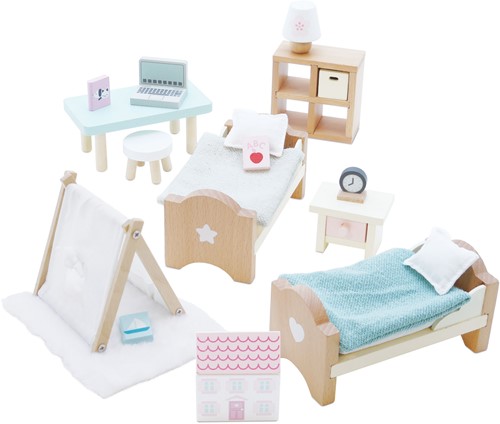 LTV - Wooden Dolls house Child's Bedroom Furn - FSC 100%