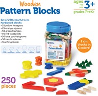 Learning Resources - Wooden Pattern Blocks, 1 cm (Set of 250)-3