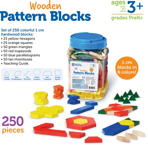 Learning Resources - Wooden Pattern Blocks, 1 cm (Set of 250)-3