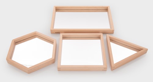 Tickit Houten Vormen Spiegeltrays FSC 100% - Pk4