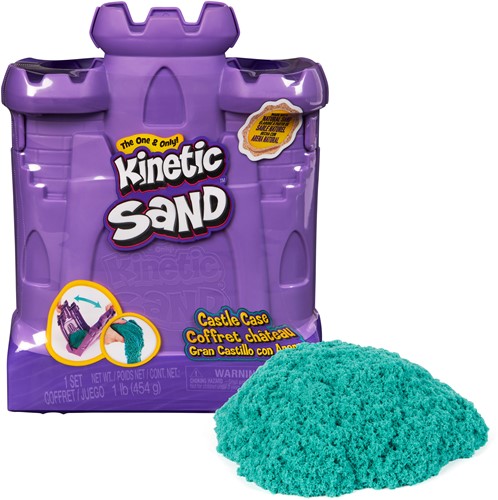 Kinetic Sand - Zandkasteelvorm Met 453 gram Blauwgroen Speelzand - Multifunctioneel Speel En Opbergbak