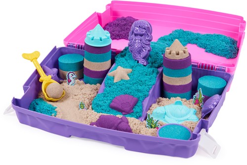 Kinetic Sand - Shimmer, Opvouwbare Meermin Zandbak-Speelset Met 907 gram Glinsterend Speelzand In 3 Kleuren, 6 Mallen En 1 Schep-3