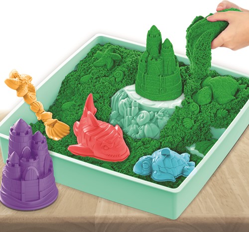 Kinetic  Sand - Zandbak-Set Met 454 gram Groen Speelzand Opbergzandbak 4 Vormen En Gereedschap-2