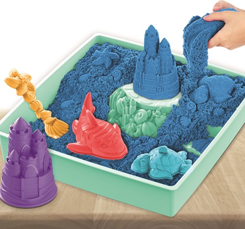 Kinetic Sand - Zandbak-Set Met 454 gram Blauw Speelzand Opbergzandbak 4 Vormen En Gereedschap-2
